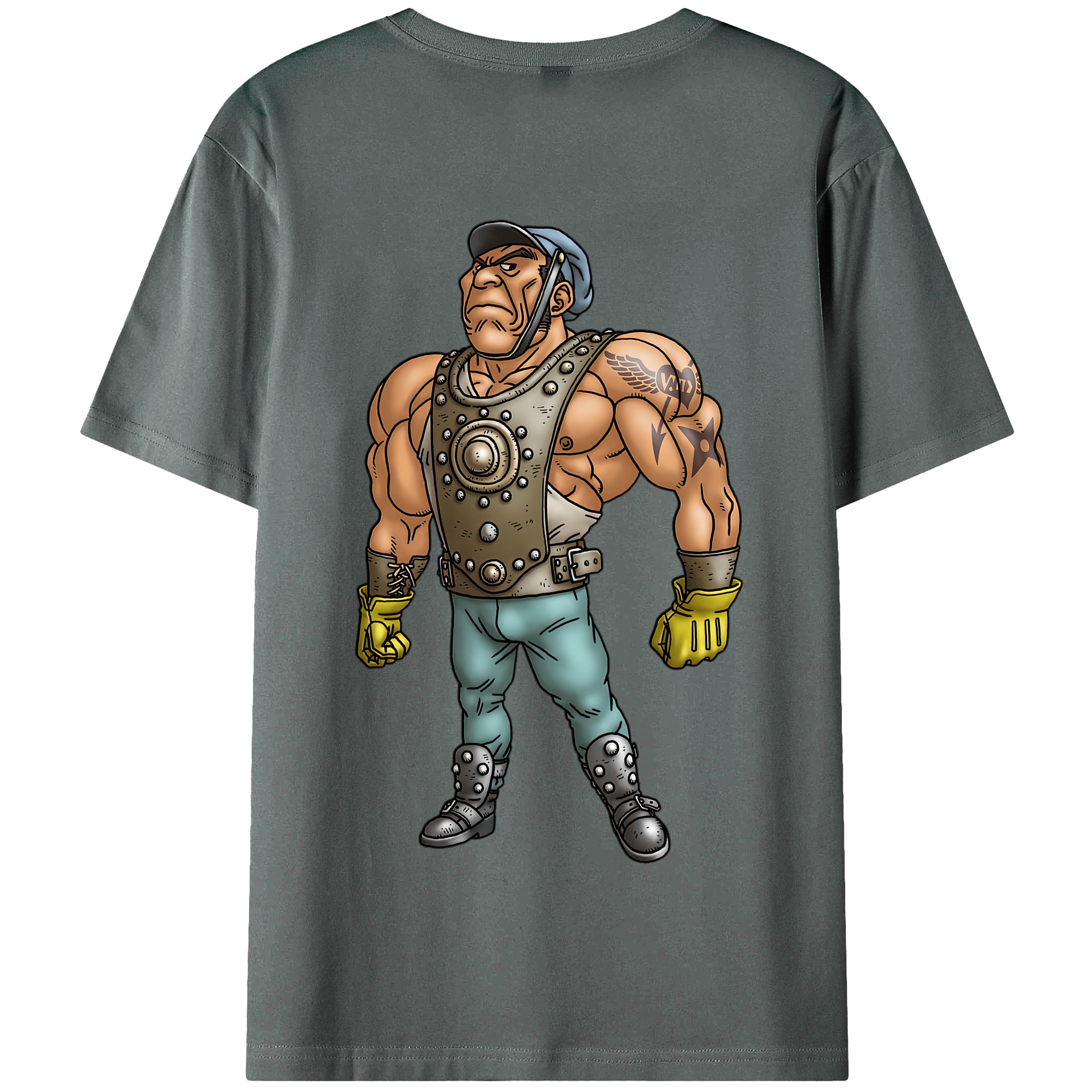 （画像用） ドラゴンクエスト Doragon Kuesuto Dragon Quest 綿100％半袖Tシャツ（背面プリント）